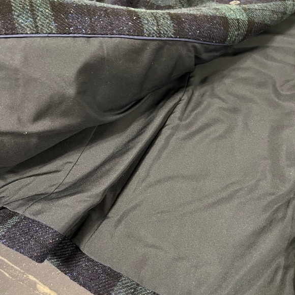 Blackwatch Plaid Wool Blend Snapfront Jacket Blazer Sz Small Stand Collar - Picture 9 of 16